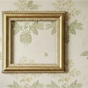 Antique Ornate Handmade Gold Wood Carved Picture Frame 4.5”x4.25”